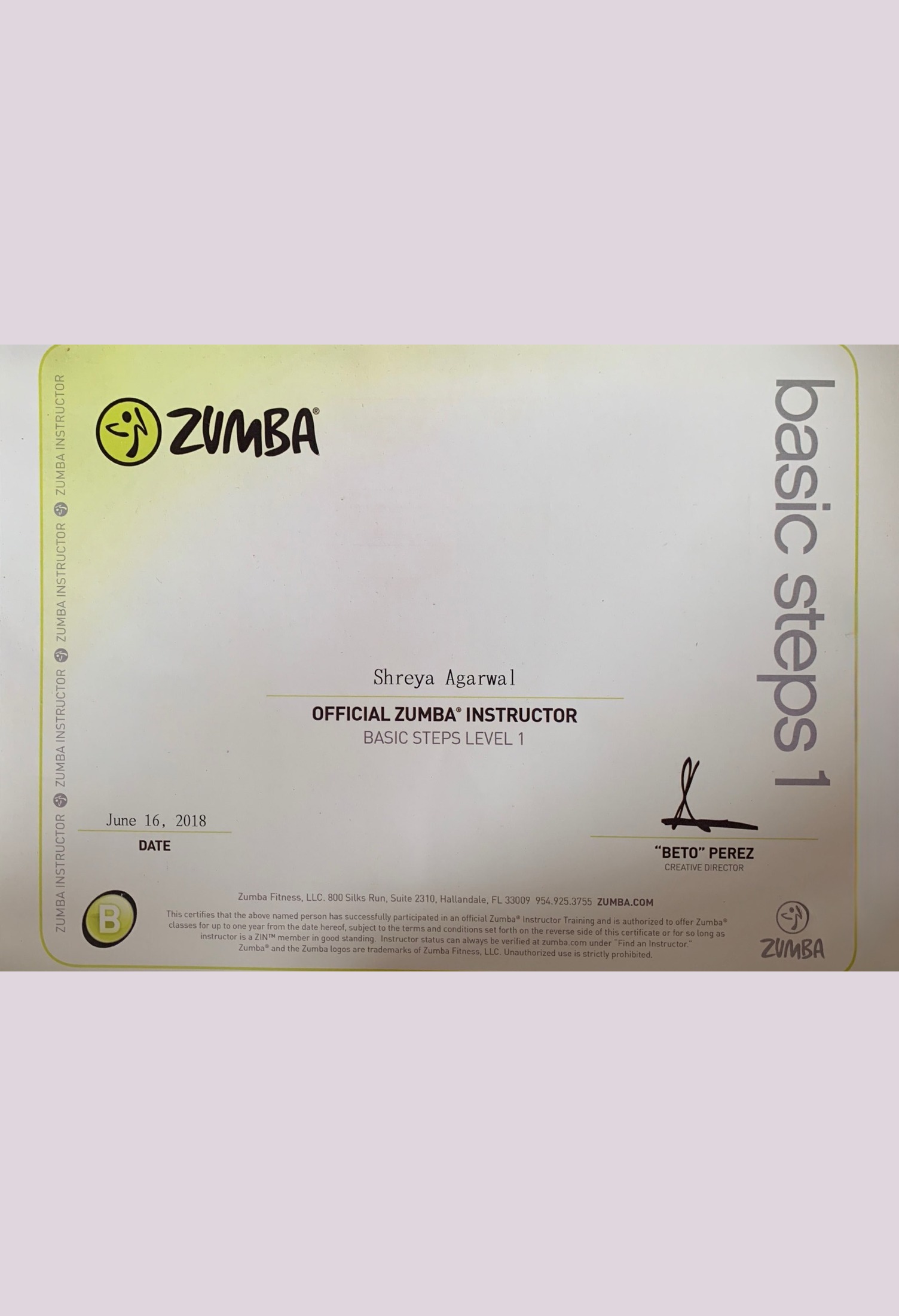 Zumba-certificate